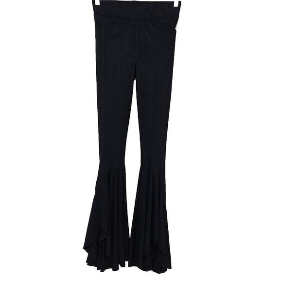 Free People Movement Ribbed Flare Legging Pants Black Women’s Size XS Athleisure - Picture 3 of 13